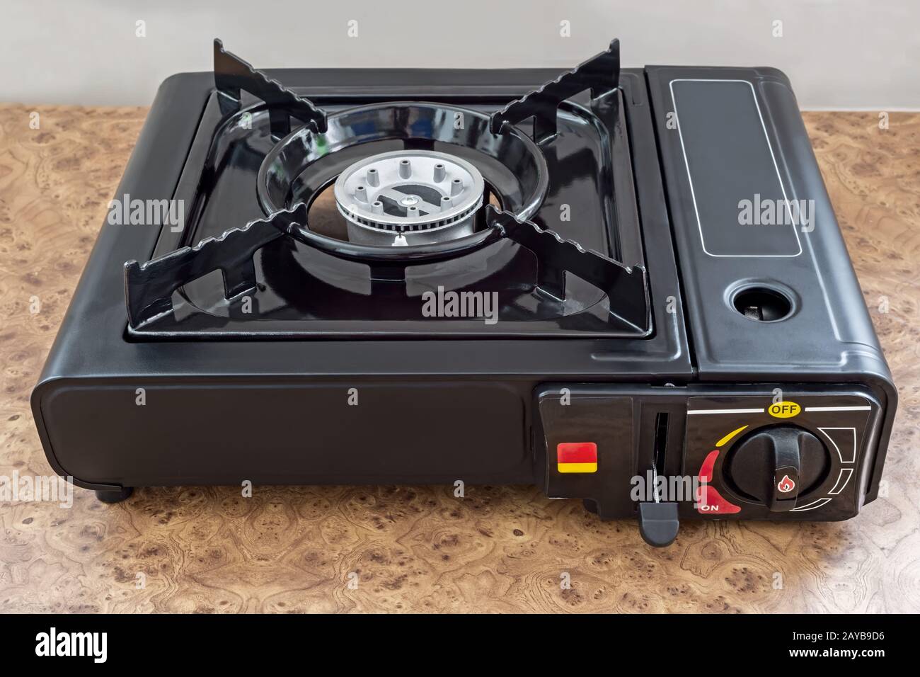 Una piccola stufa a gas portatile per la cottura Foto Stock