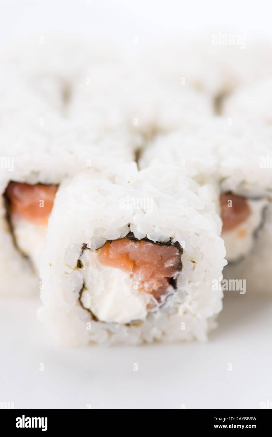 Il cibo giapponese, ristorante sushi gunkan maki roll piatto o vassoio impostato. Set di Sushi e composizione Foto Stock