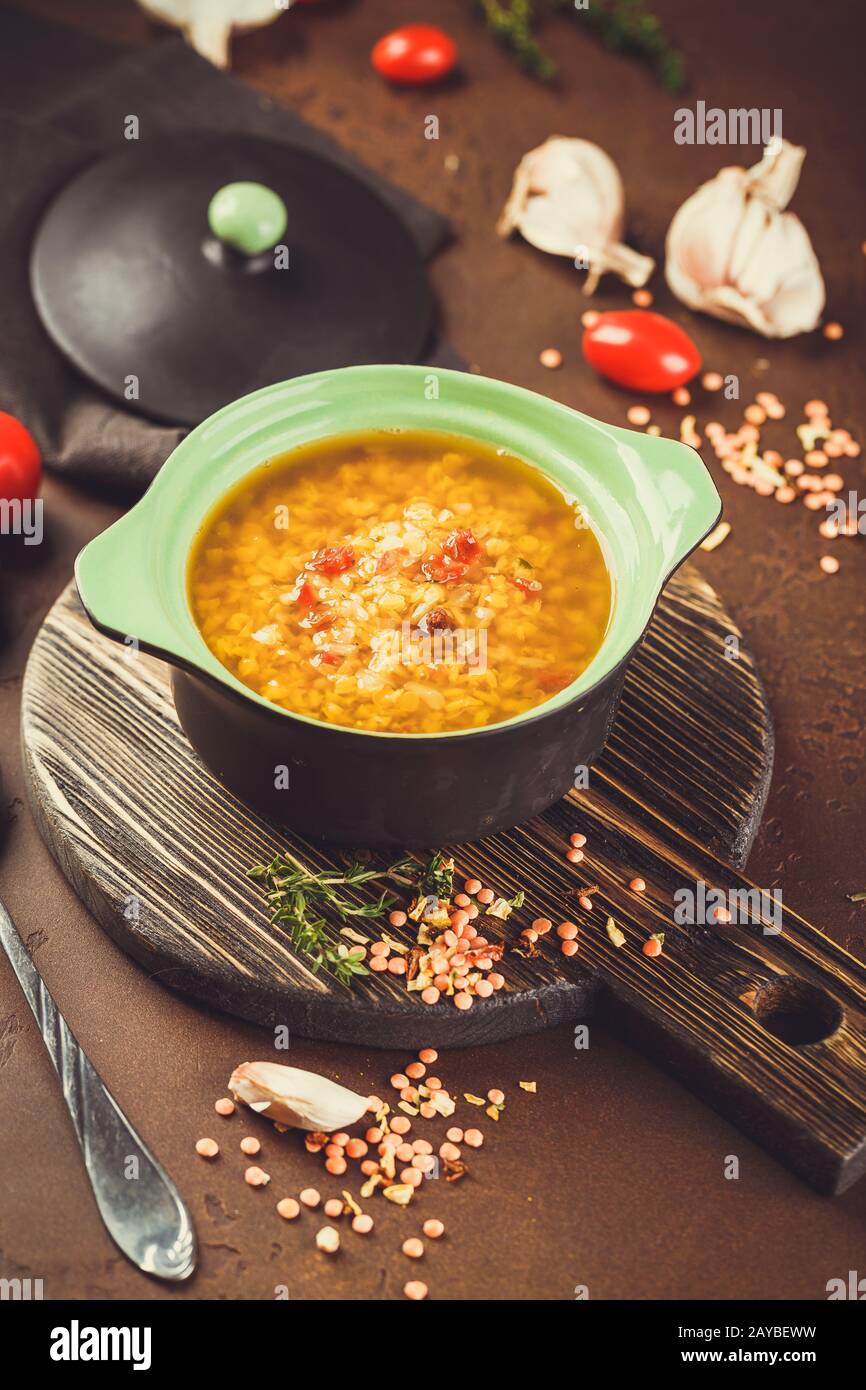 Zuppa di lenticchie - masoor dal o dal Tadka Curry Foto Stock