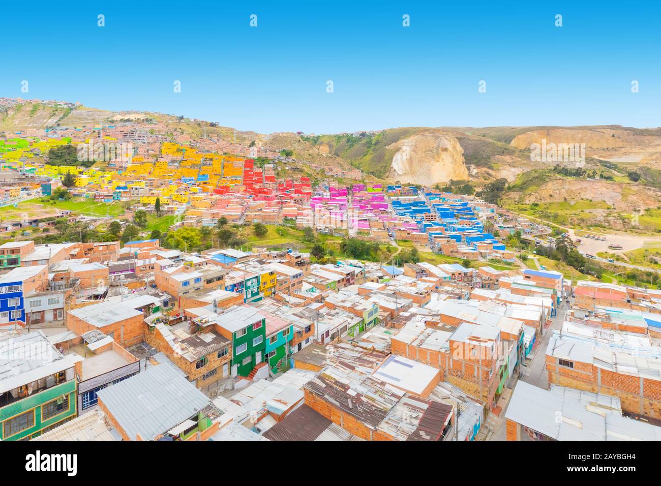 Vista panoramica aerea della città di Bogota del quartiere chiamato Nuova Colombia Foto Stock