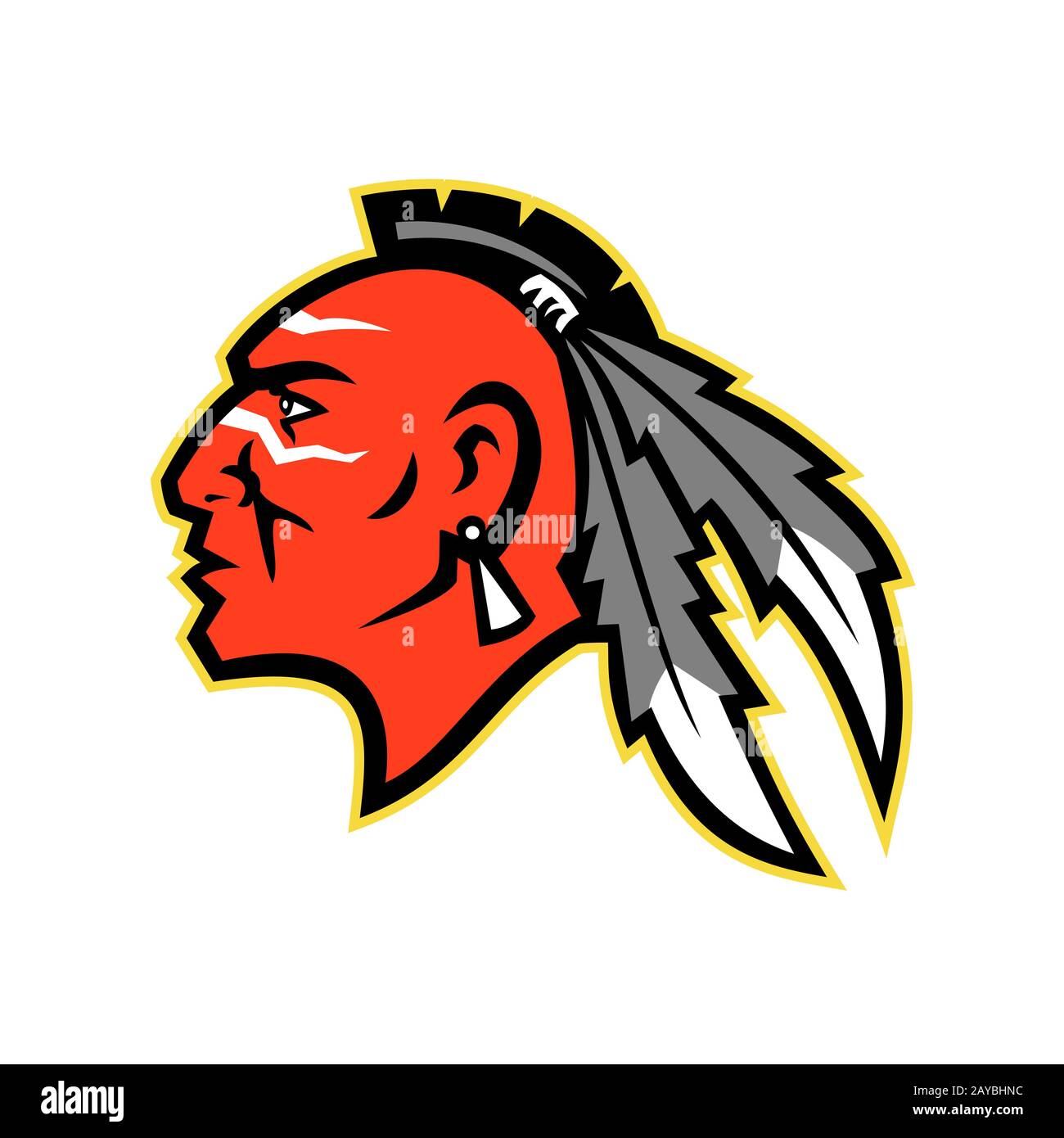 Mohawk Brave Warrior Head Side Mascot Foto Stock Mohawk Brave Warrior Head Side Mascot Foto Stock