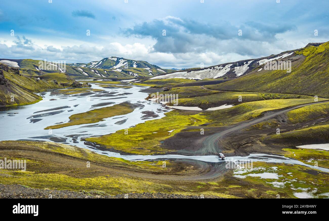 Scenic Area Altopiano di Landmannalaugar, Islanda Foto Stock