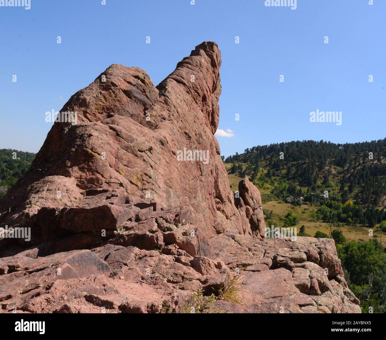 Formazione Red Rock al Settler's Park, Boulder, CO Foto Stock