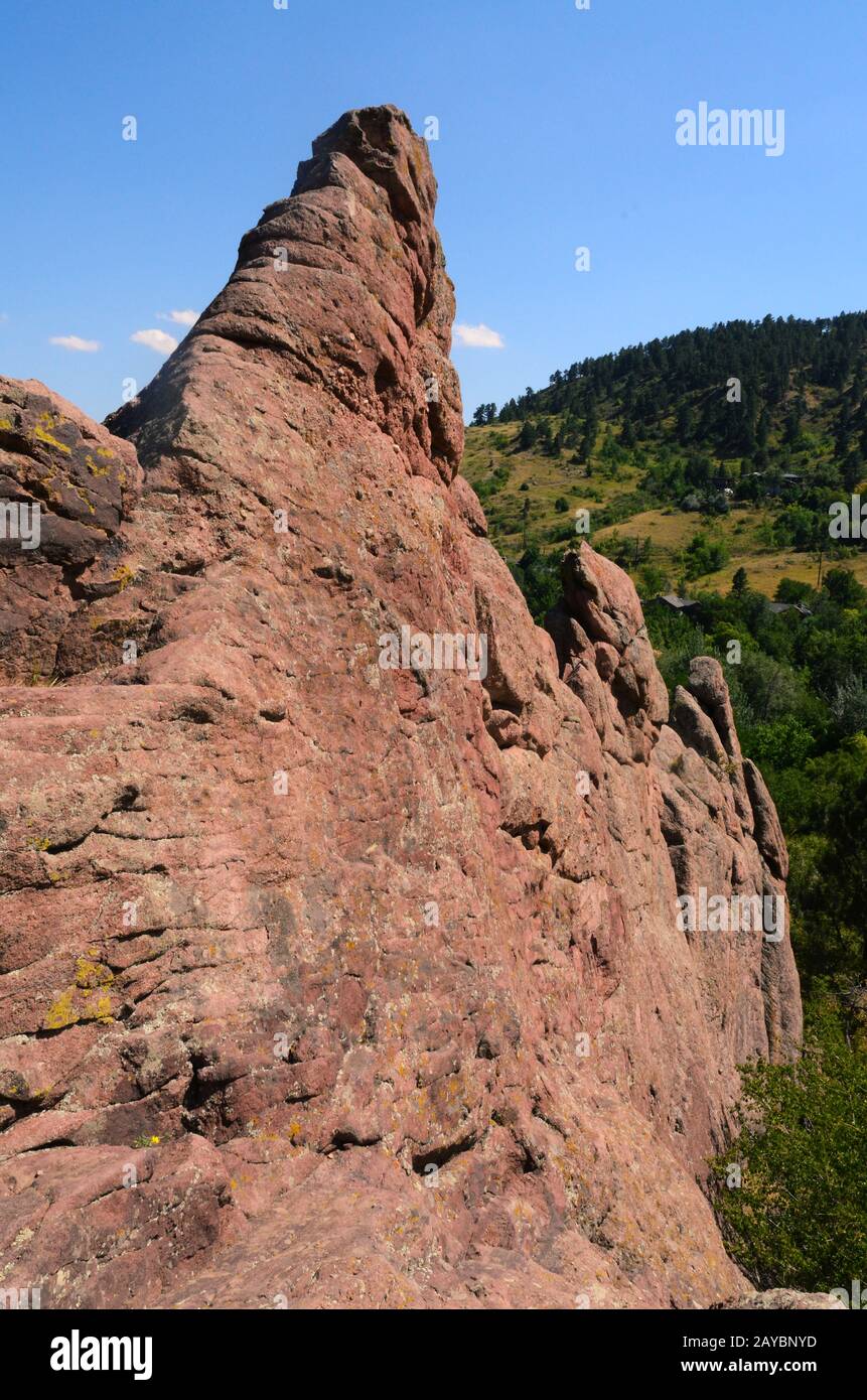 Formazione Red Rock al Settler's Park, Boulder, CO Foto Stock