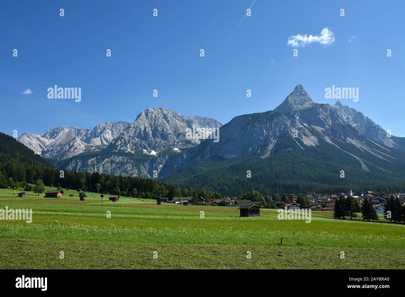 Montagne Mieminger, Austria, alpi, Ehrwald Foto Stock