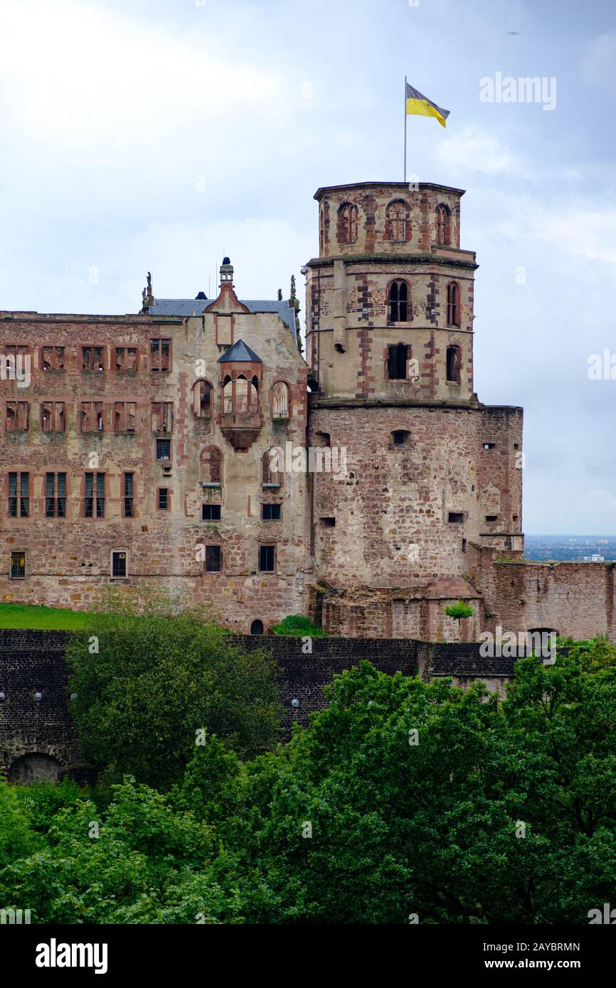 Heidelberg Palace nella città medievale di Heidelberg, Germania Foto Stock