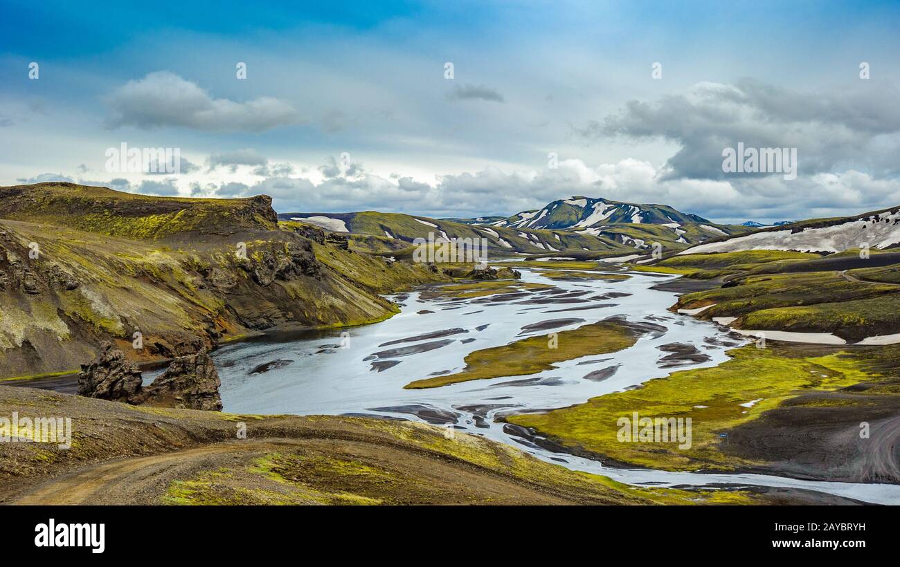 Scenic Area Altopiano di Landmannalaugar, Islanda Foto Stock