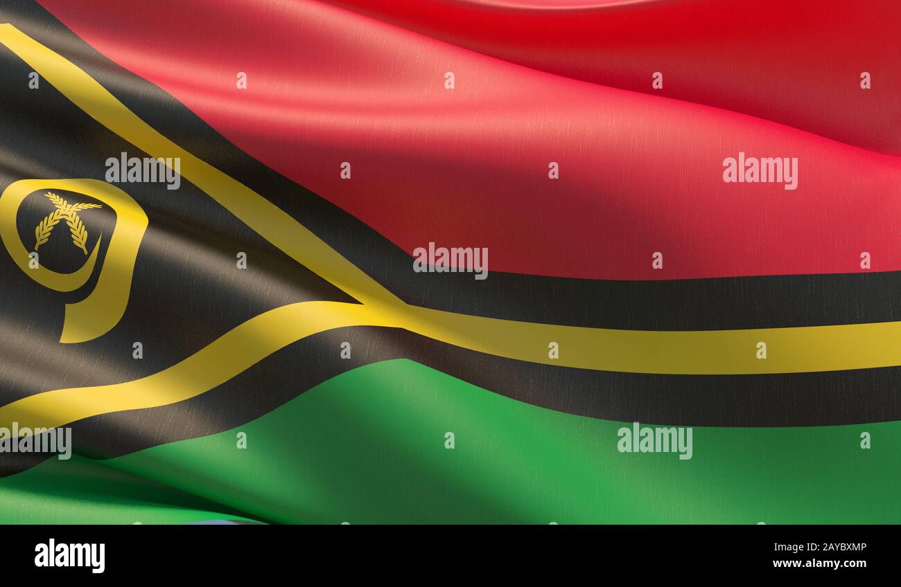 Alta risoluzione di close-up bandiera di Vanuatu. 3D'illustrazione. Foto Stock