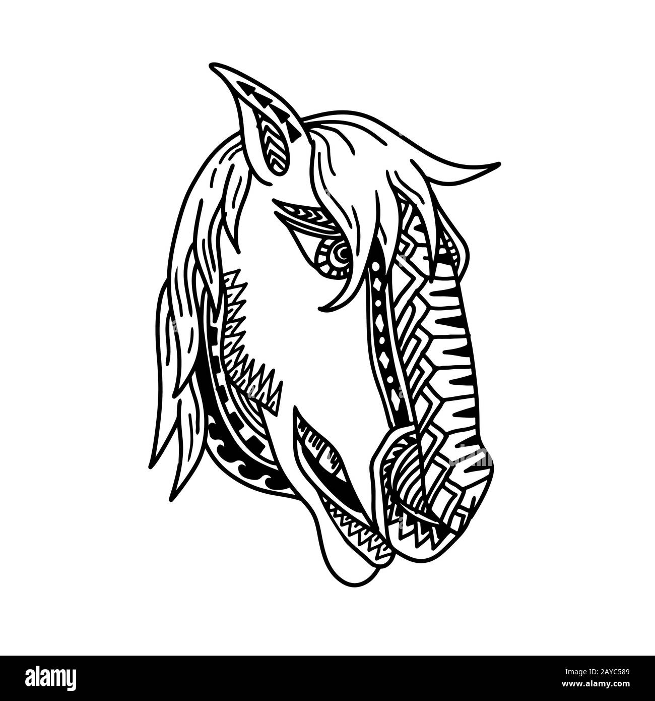 Testa di cavallo Tribal Tattoo Foto Stock