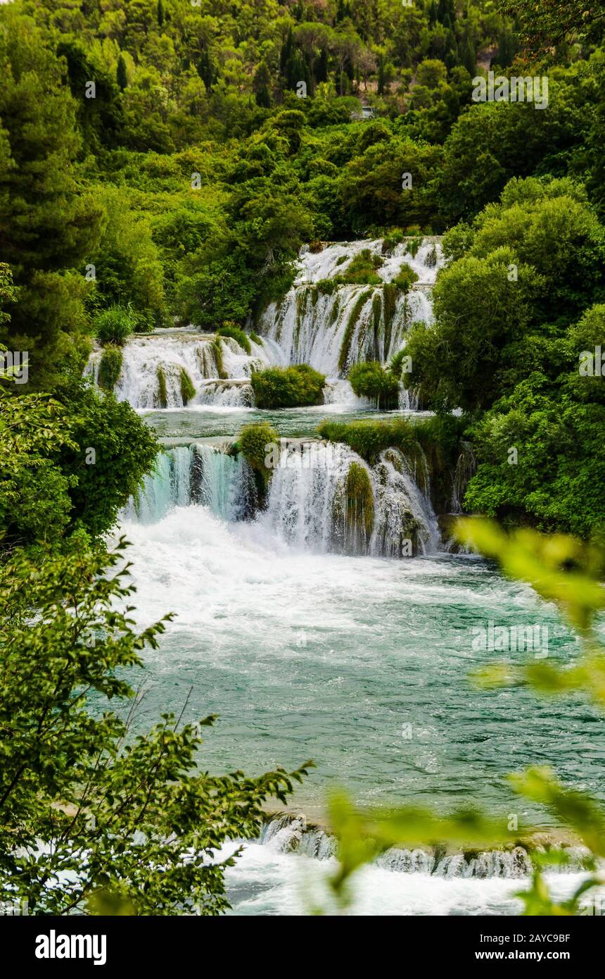 Le cascate del Parco Nazionale di Krka, Croazia Foto Stock