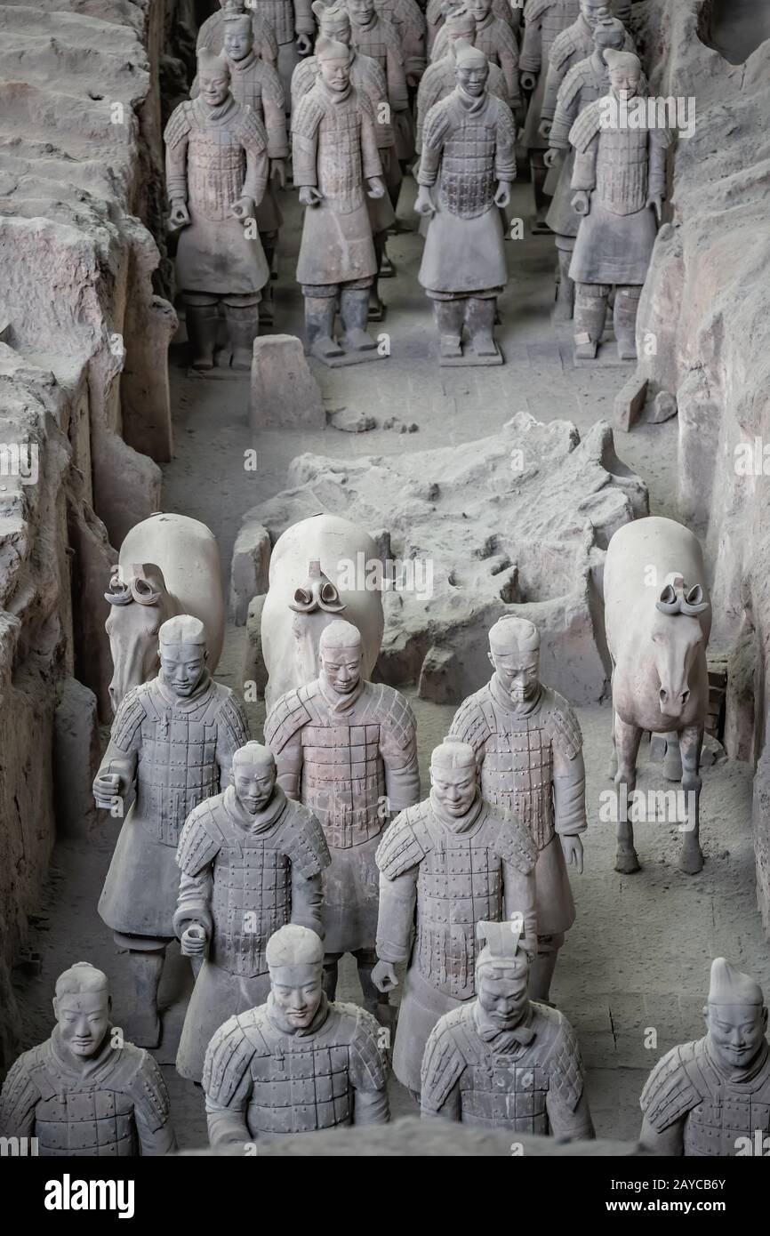 Soldati di argilla dell'esercito di Terracota Foto Stock