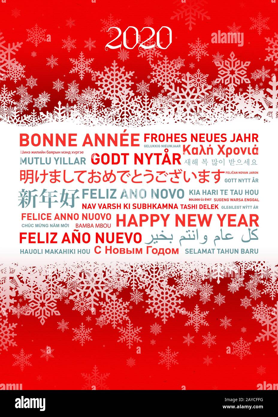 Felice anno nuovo card da tutto il mondo Foto Stock