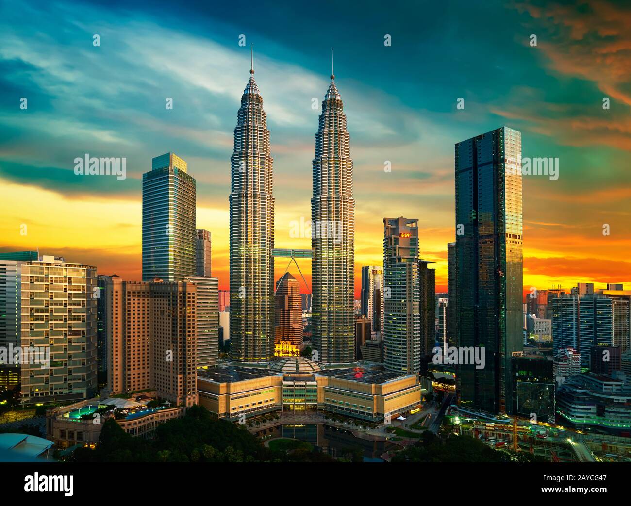 Kuala Lumpur skyline notturno Foto Stock