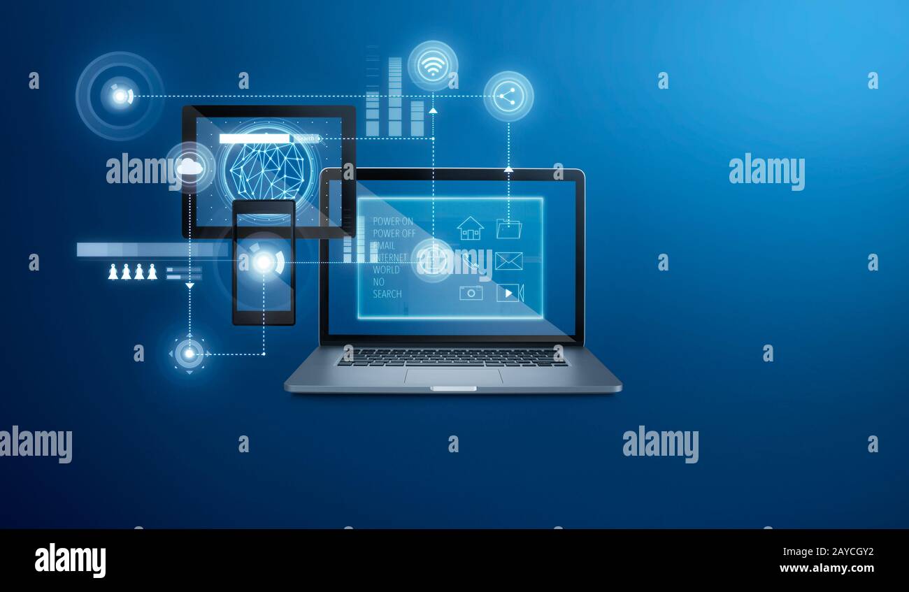 Interfaccia app smart home su notebook Foto Stock