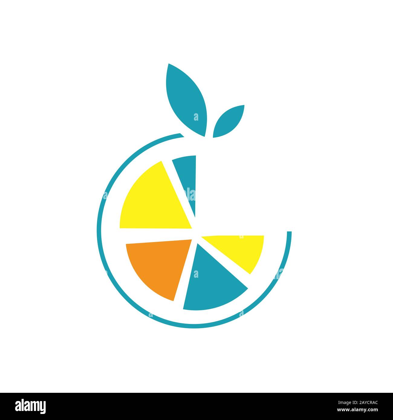 simbolo vettoriale del logo di mezzo limone arancione Illustrazione Vettoriale