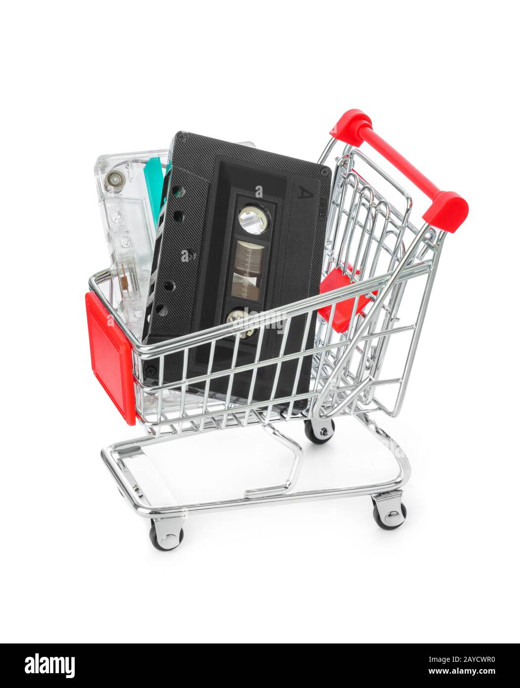 Audiocassette nel carrello Foto Stock