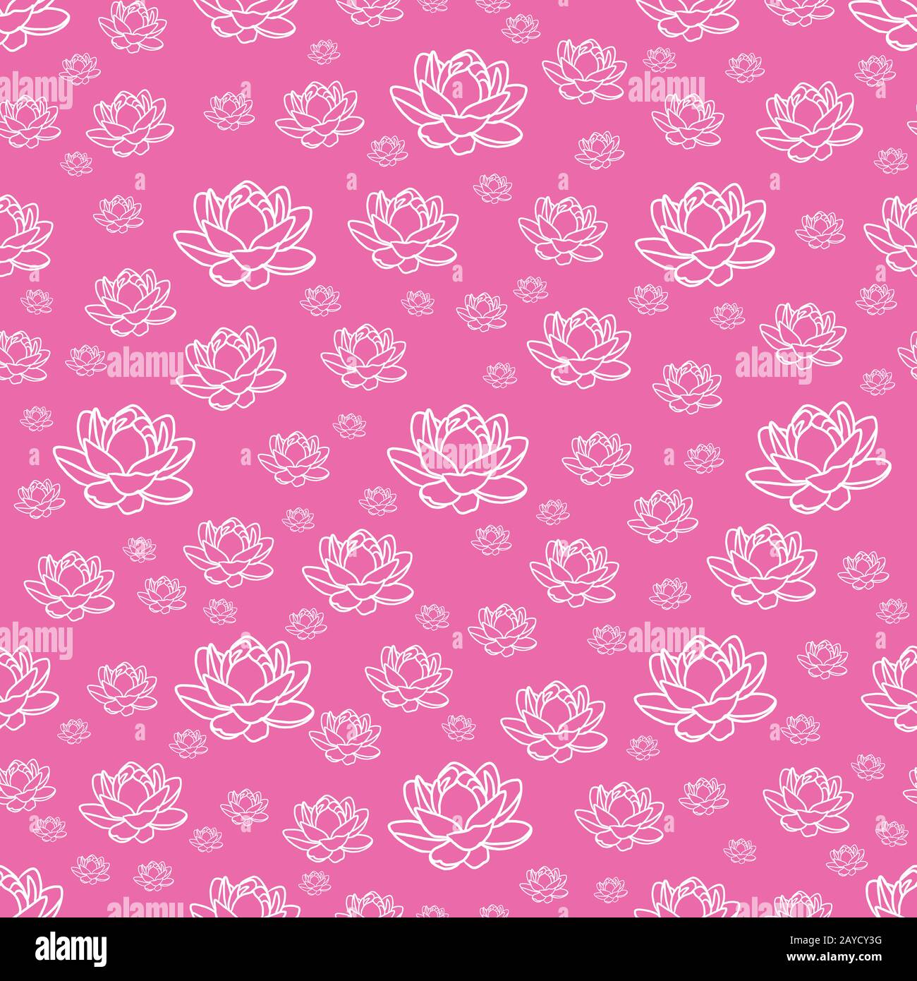 moderno design rosa e bianco con fiore di loto senza cuciture per tessuto o carta da parati Foto Stock