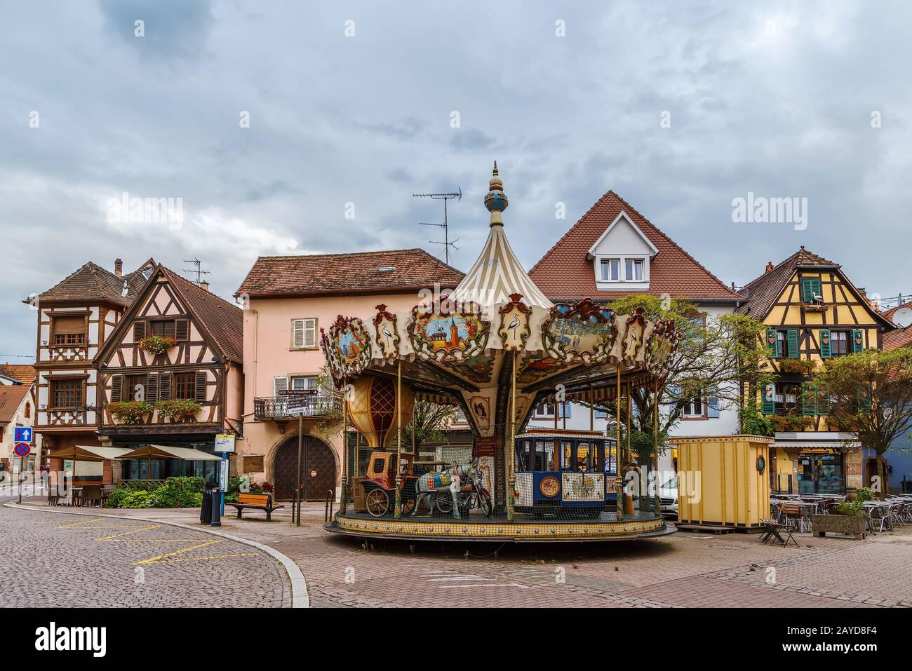 Giostra a Obernai, Alsazia, Francia Foto Stock