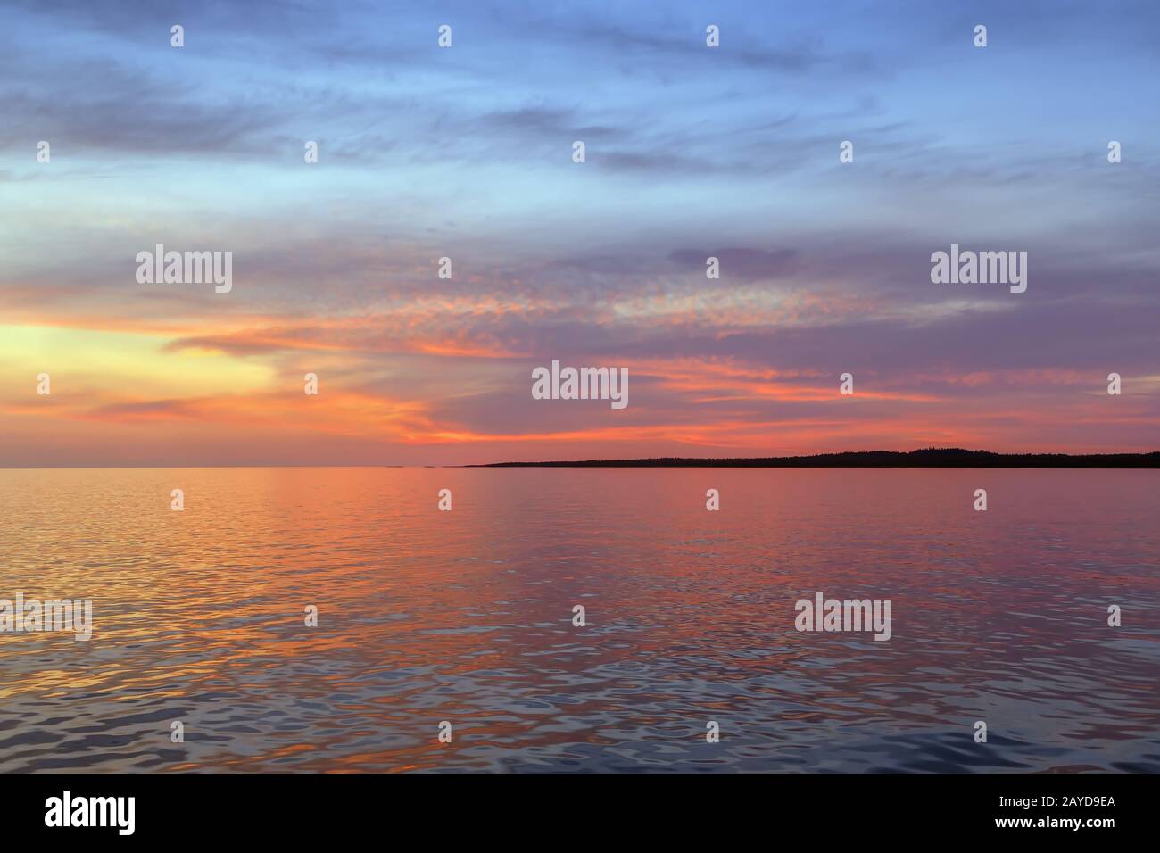 Tramonto nel Mar Bianco, Russia Foto Stock