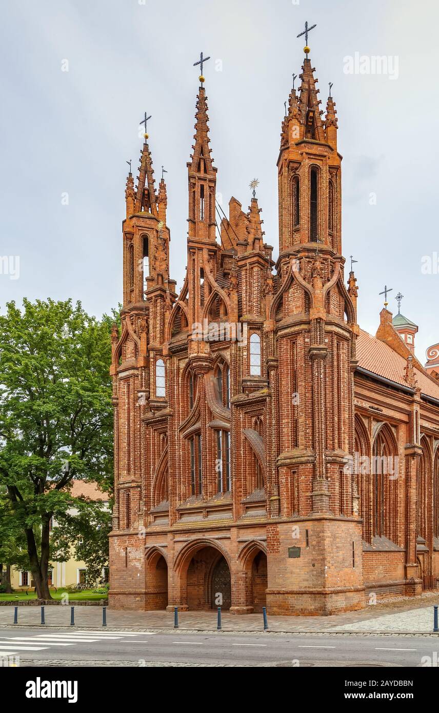 Chiesa di Sant'Anna, Vilnius, Lituania Foto Stock