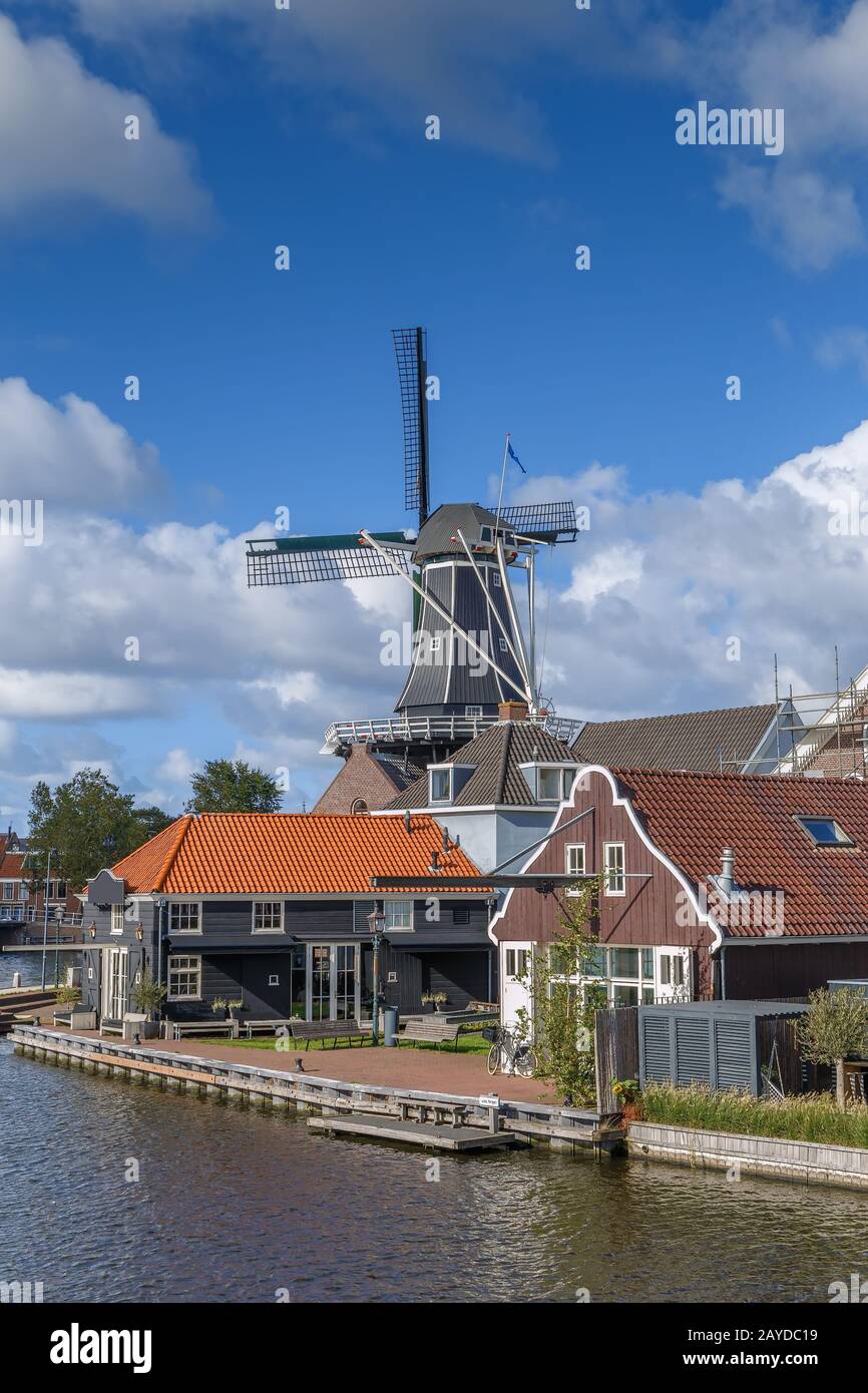 Windmill De Adriaan, Haarlem, Olanda Foto Stock