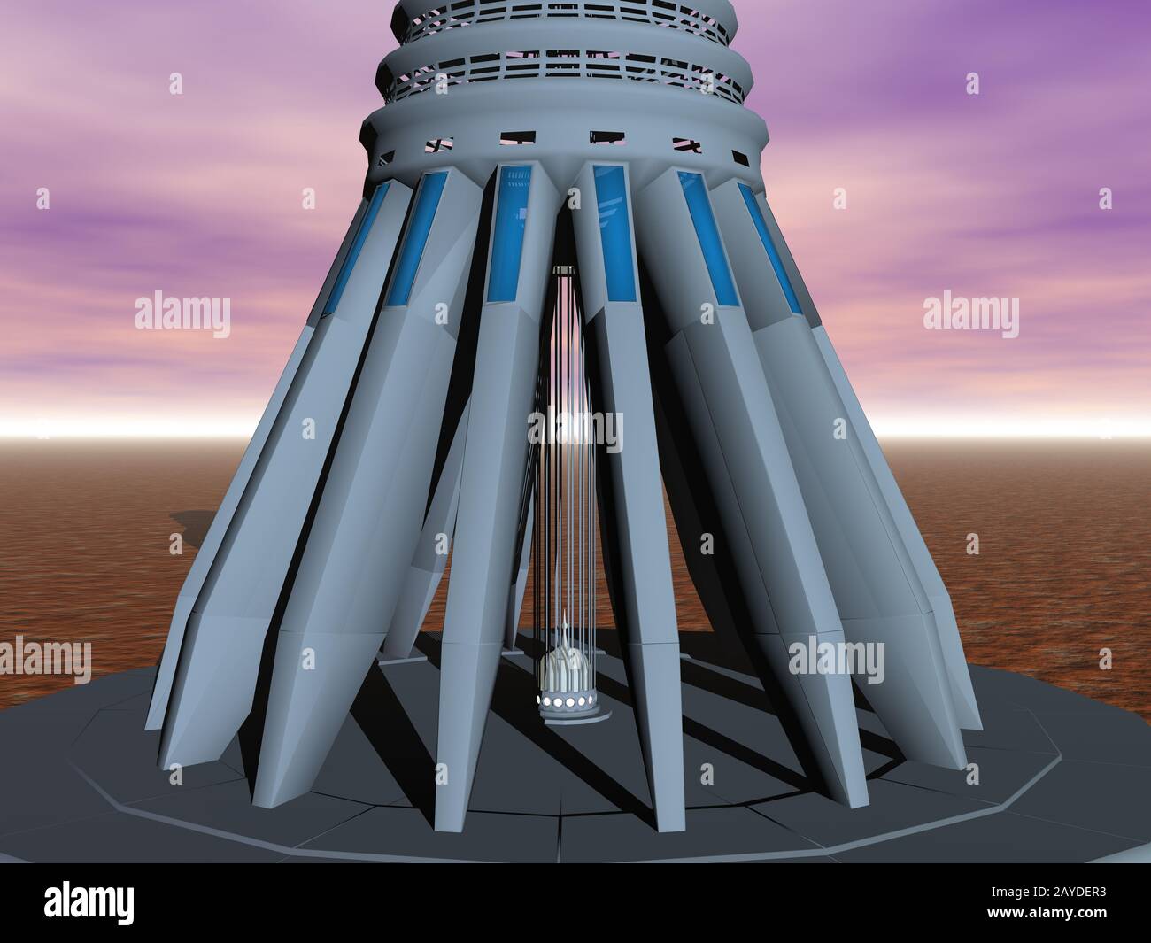 edificio futuristico sul pianeta estero Foto Stock
