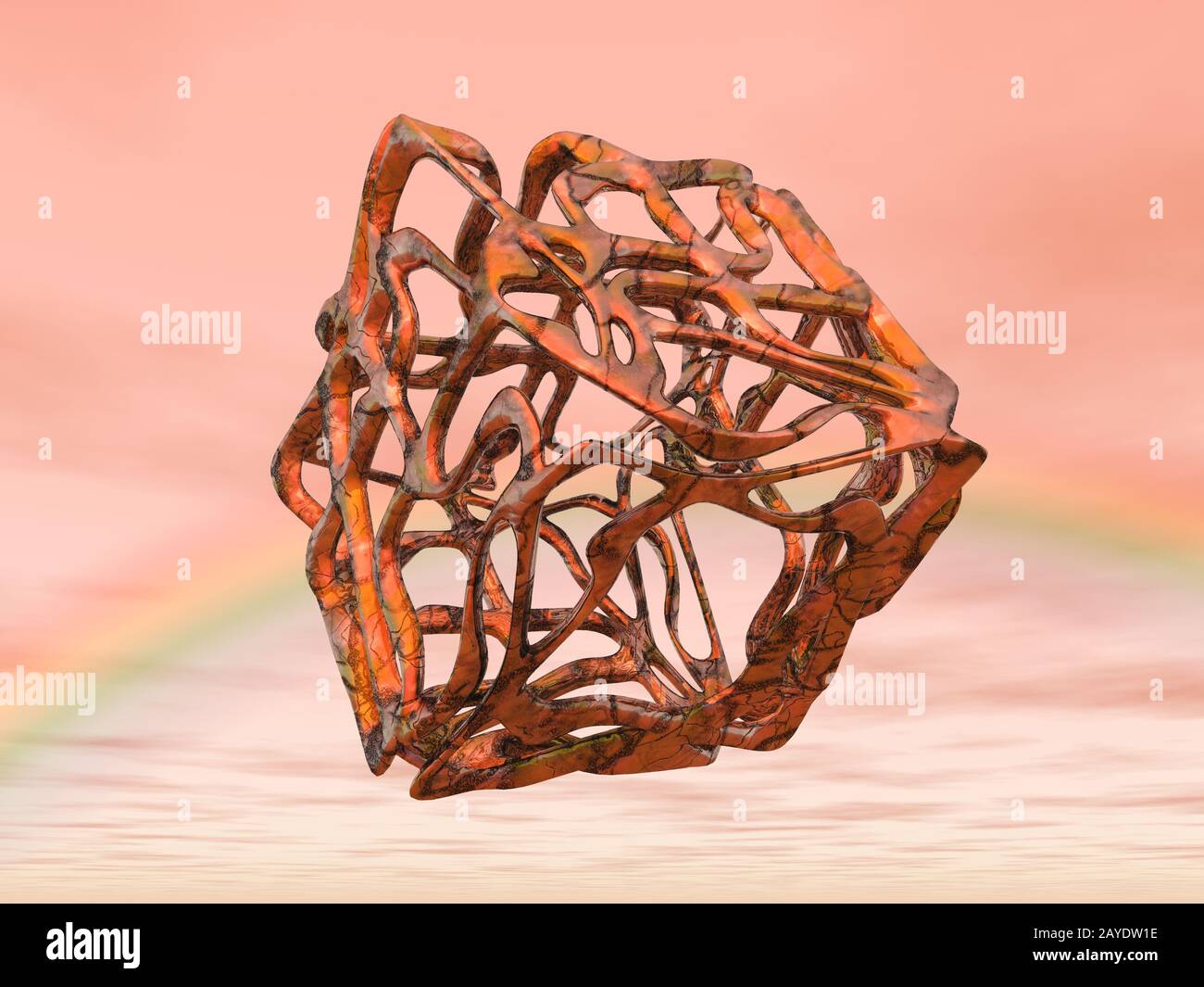il cubo d'oro si aggira nel cielo Foto Stock