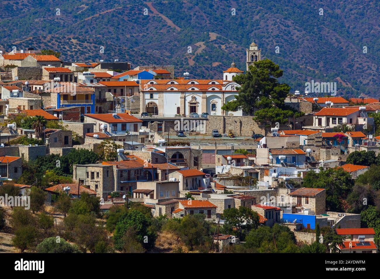 Villaggio di montagna Lefkara sull'isola di Cipro Foto Stock