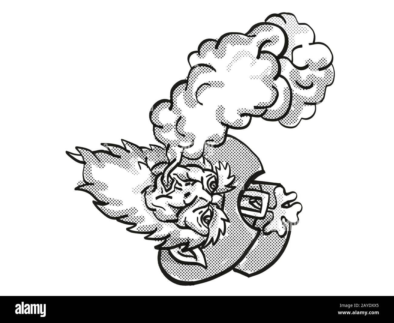 Irish Leprechaun Vaping Puffing Smoke Tattoo disegno Foto Stock