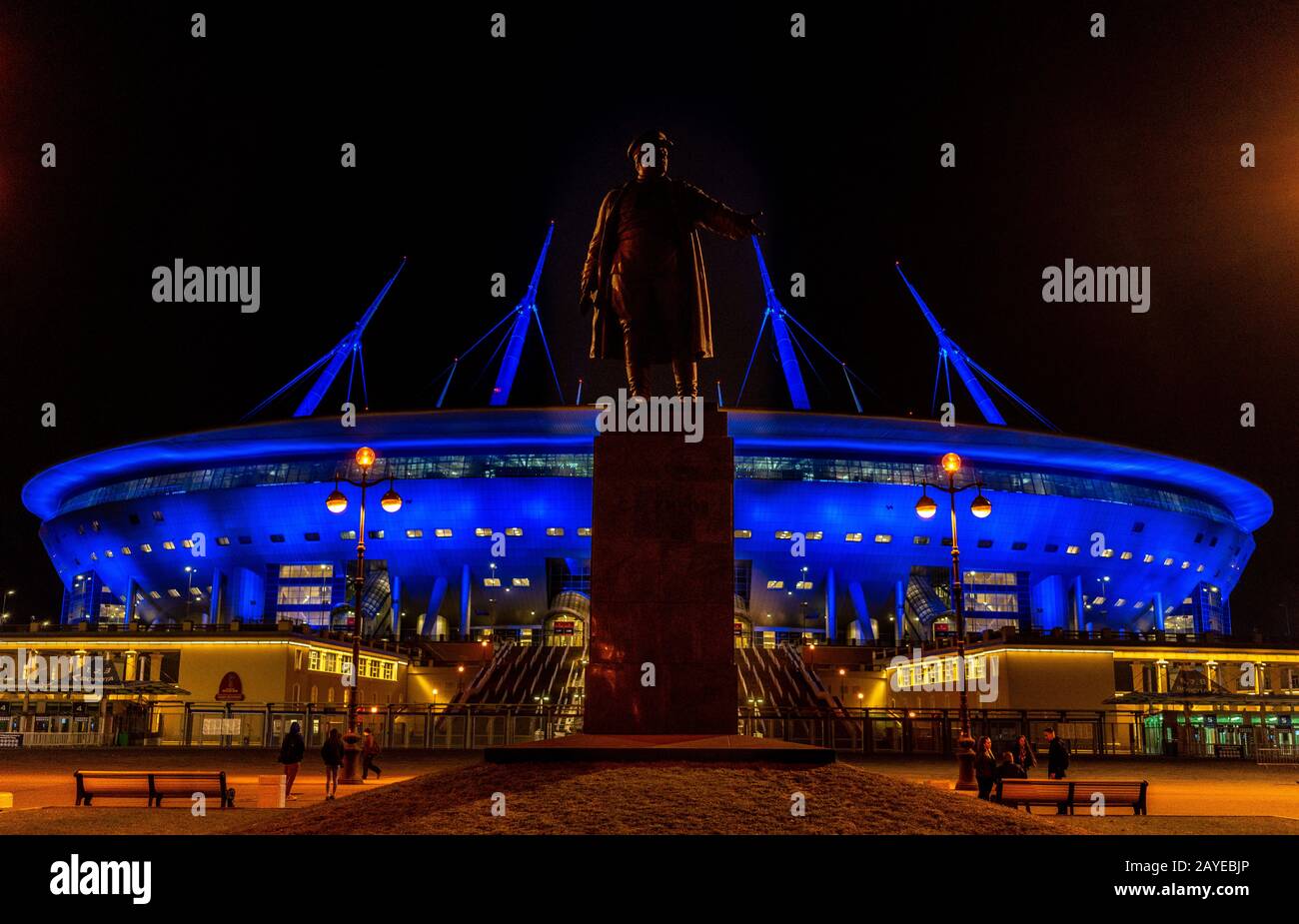 Aprile 17, 2018. San Pietroburgo, Russia. Stadio San Pietroburgo arena (Gazprom arena), che ospiterà le partite del calcio europeo la LOT Foto Stock