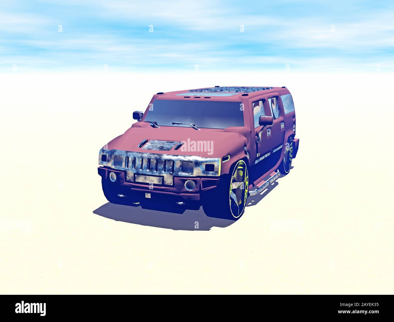 SUV rosso-marrone nel deserto Foto Stock