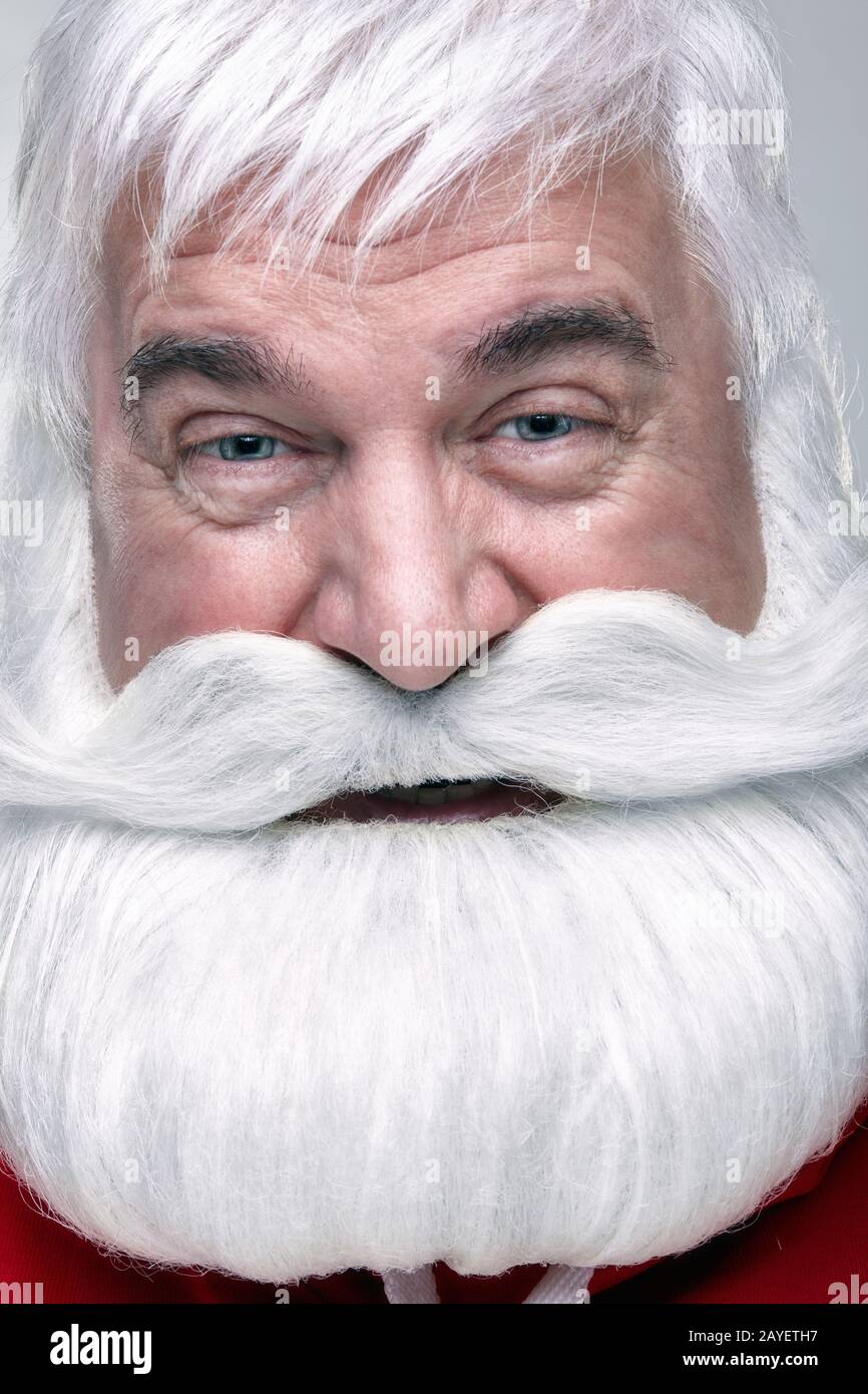 Primo piano del volto di un Babbo Natale Foto Stock