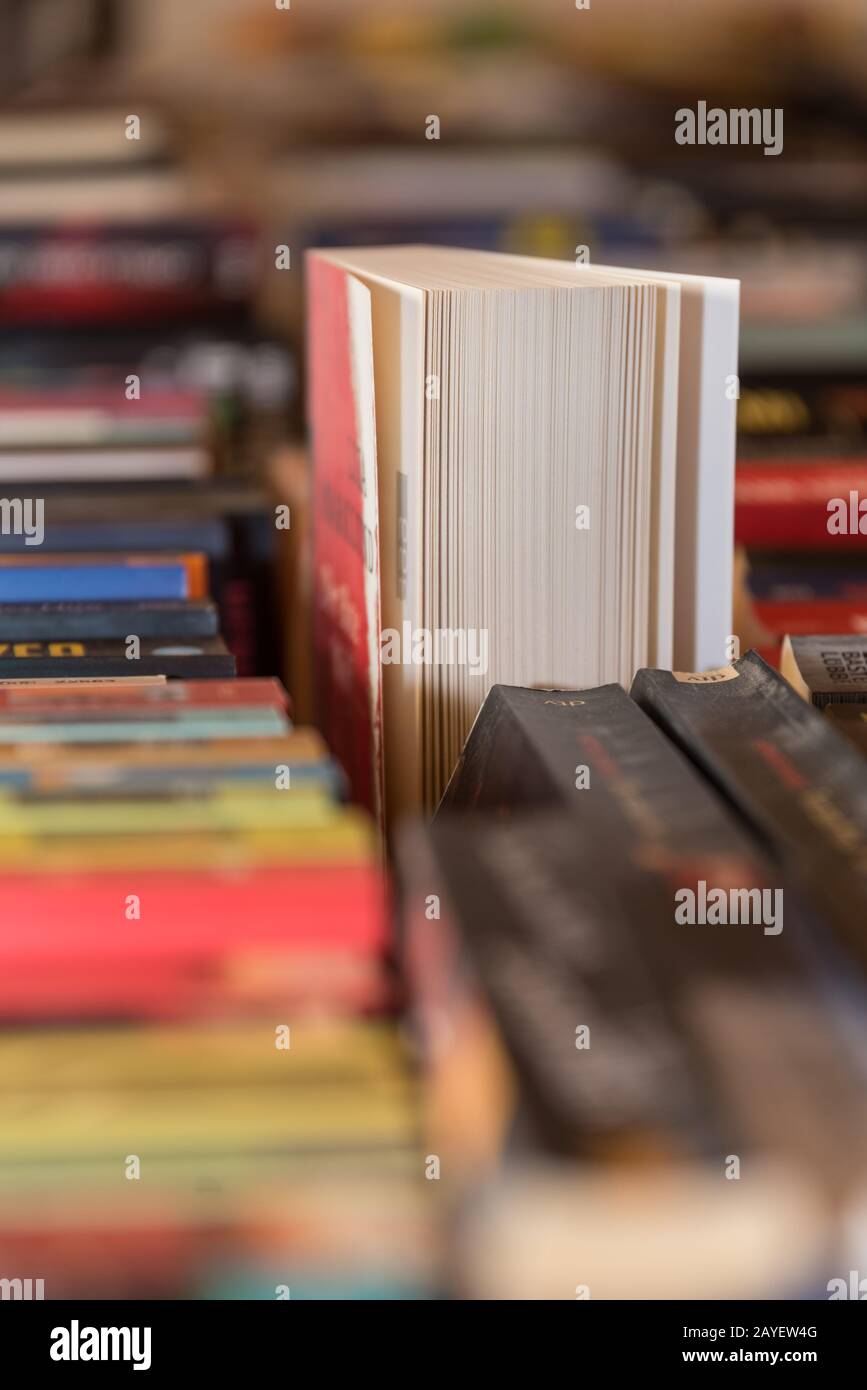 Una ricchezza di libri sostiene il godimento di lettura Foto Stock