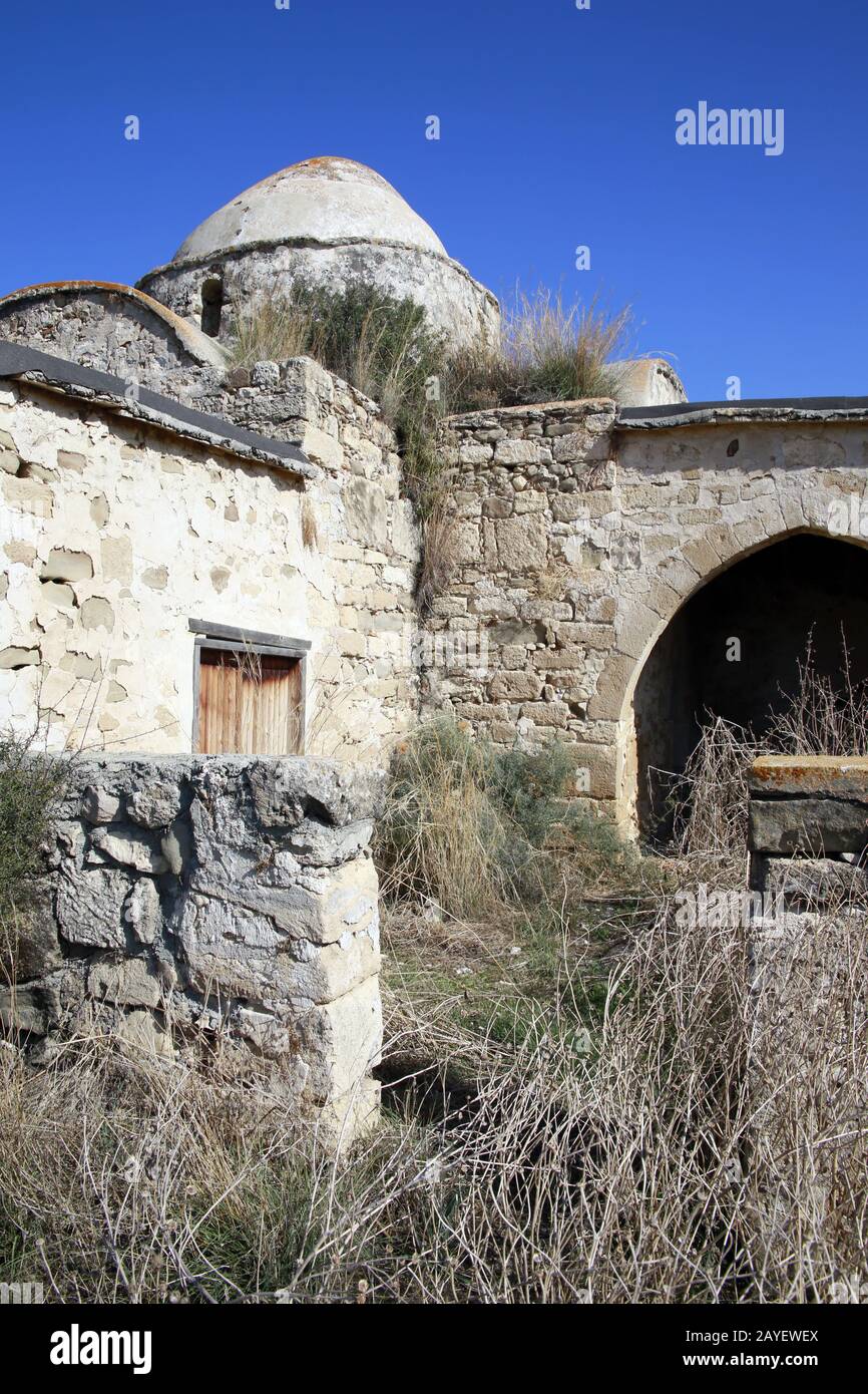 Ex Panaghia Kyra Chiesa sulla penisola di Karpaz, Sazlikoy Foto Stock