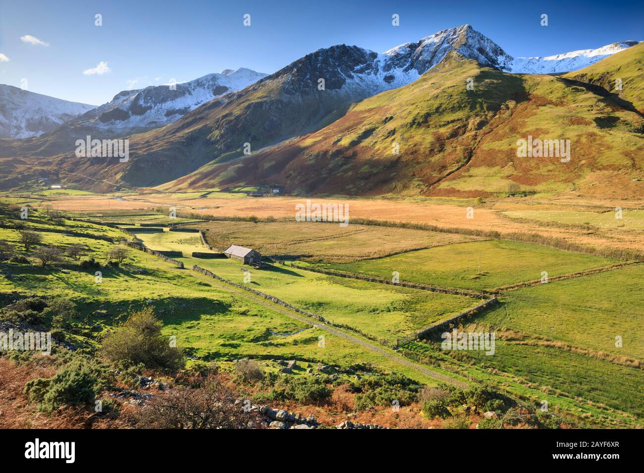 La Valle Di Nant Ffrancon Nel Parco Nazionale Di Snowdonia Foto Stock