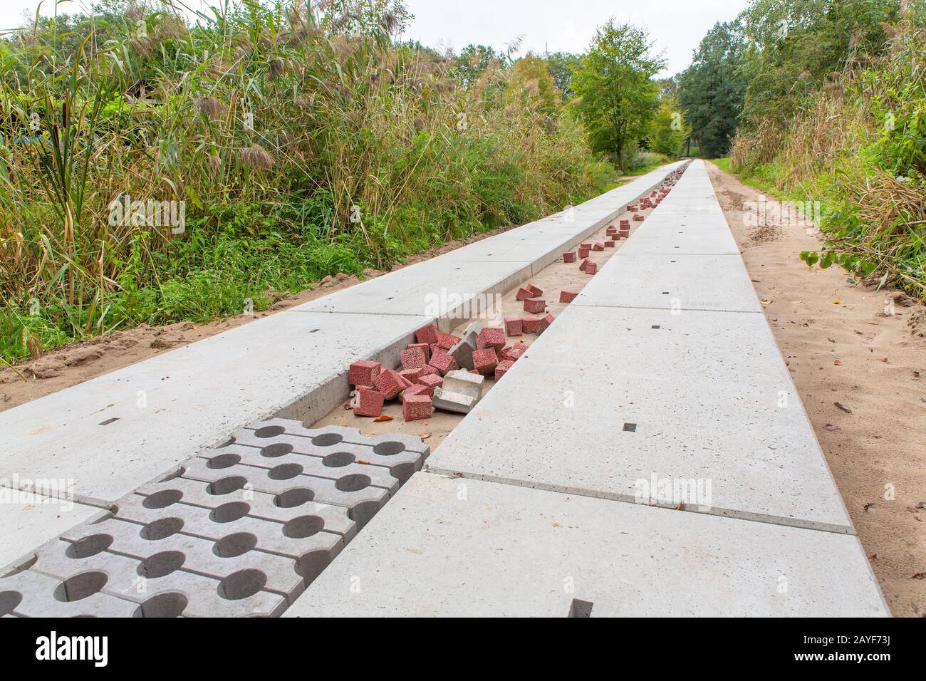 Costruzione di nuove strade in cemento in Europa Foto Stock
