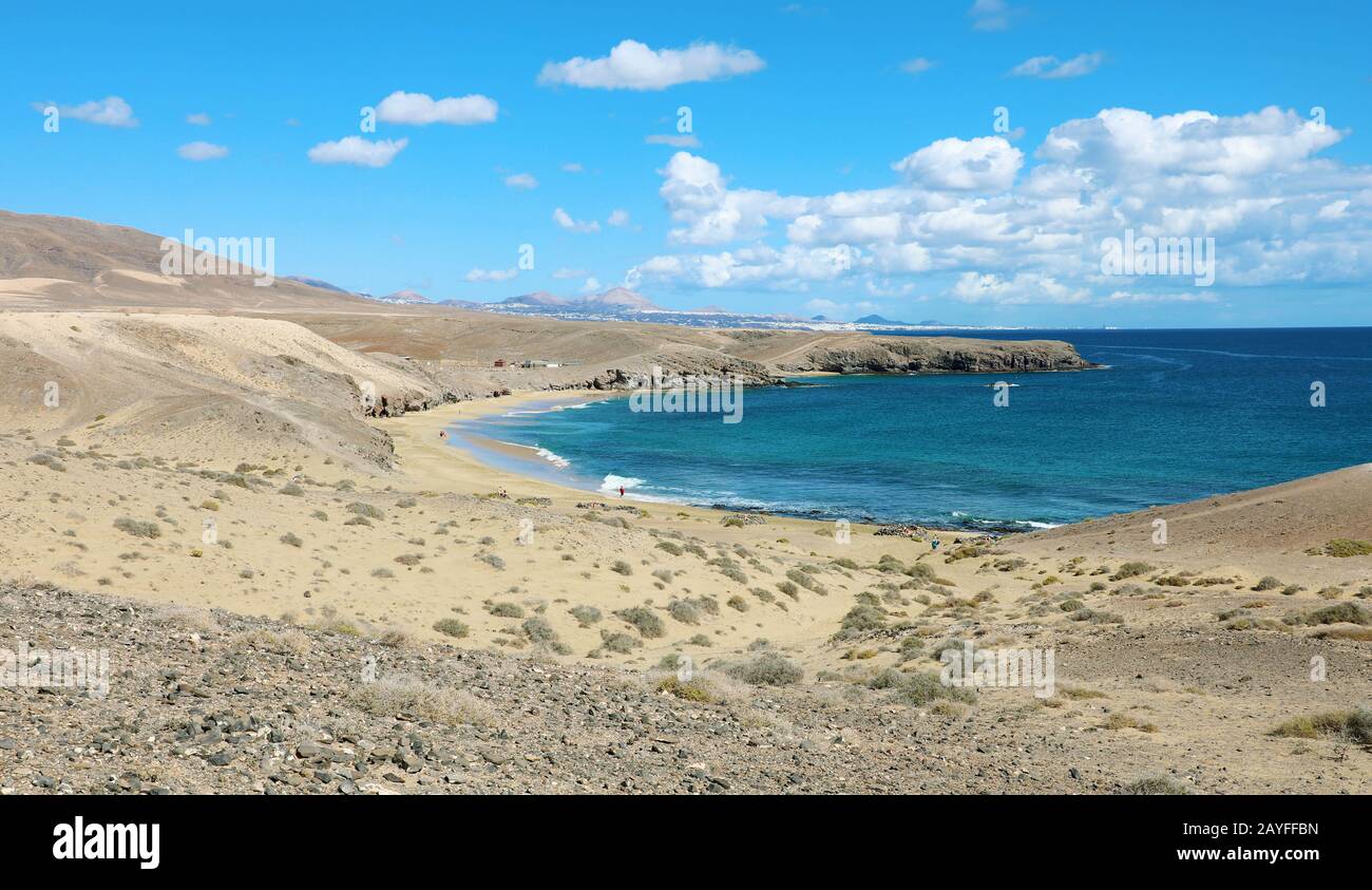 Splendida vista sulla spiaggia di Caleta del Congrio, Lanzarote, Spagna Foto Stock