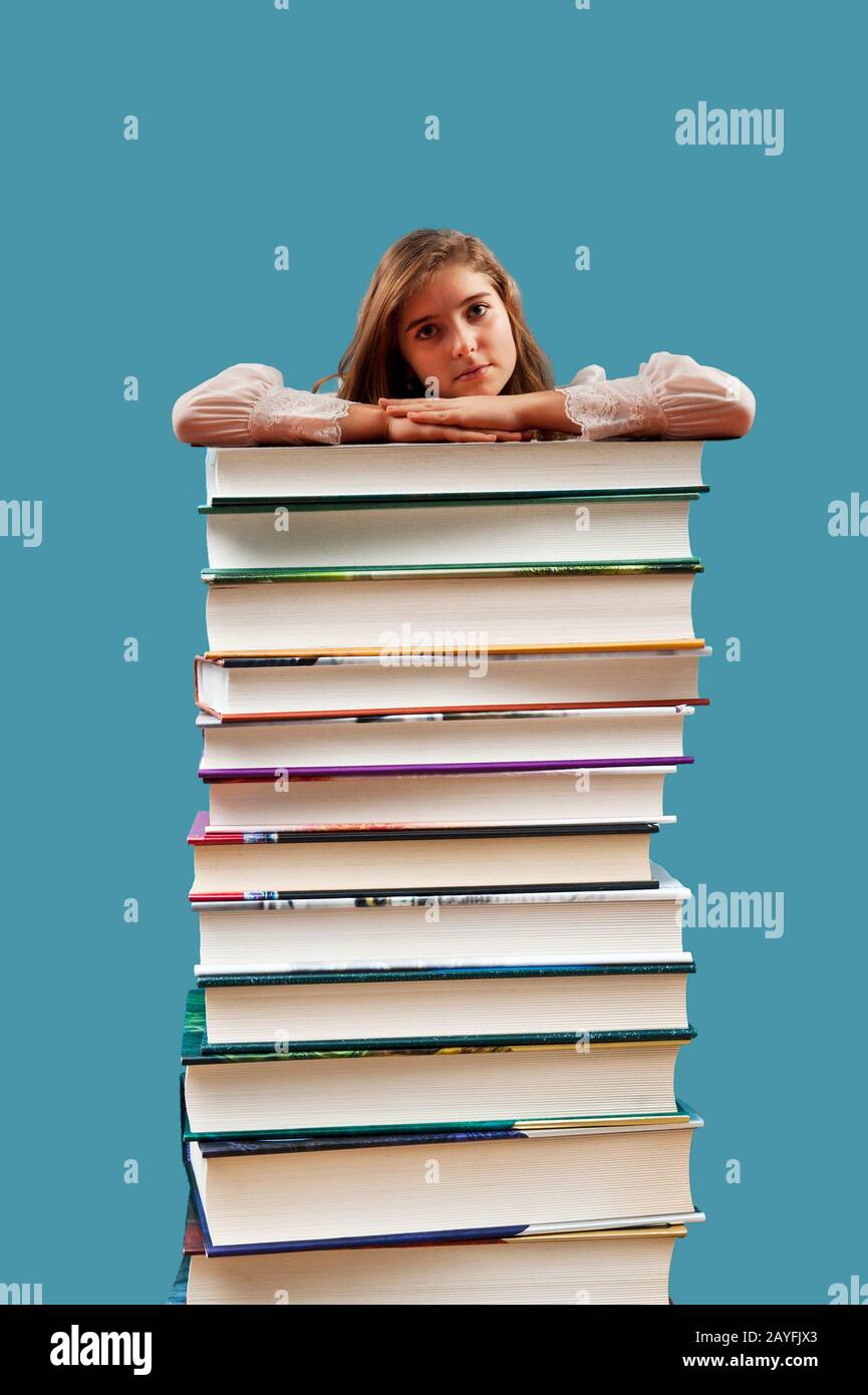 Ragazza e libri, World Book Day concetto Foto Stock