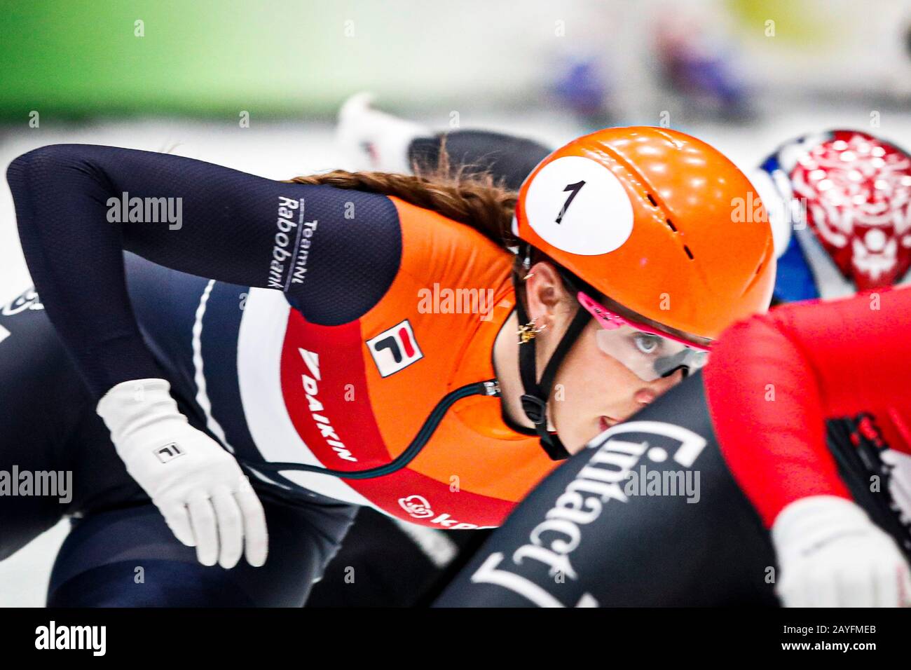 Dordrecht, Paesi Bassi. 15th Feb, 2020. Dordrecht, 15-02-2020, Sportboulevard Dordrecht, short track, Ladies 1500m semi finales, Suzanne Schulting NED durante la Coppa del mondo ISU Short Track. Credito: Pro Shots/Alamy Live News Foto Stock