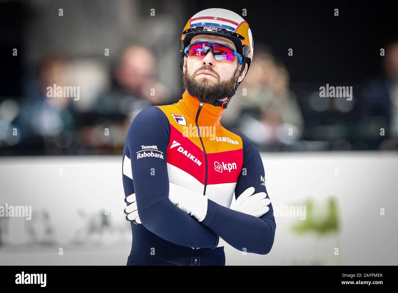 Dordrecht, Paesi Bassi. 15th Feb, 2020. Dordrecht, 15-02-2020, Sportboulevard Dordrecht, short track, Men 1500m semi finales, Sjinkie Knegt NED durante la Coppa del mondo ISU Short Track. Credito: Pro Shots/Alamy Live News Foto Stock