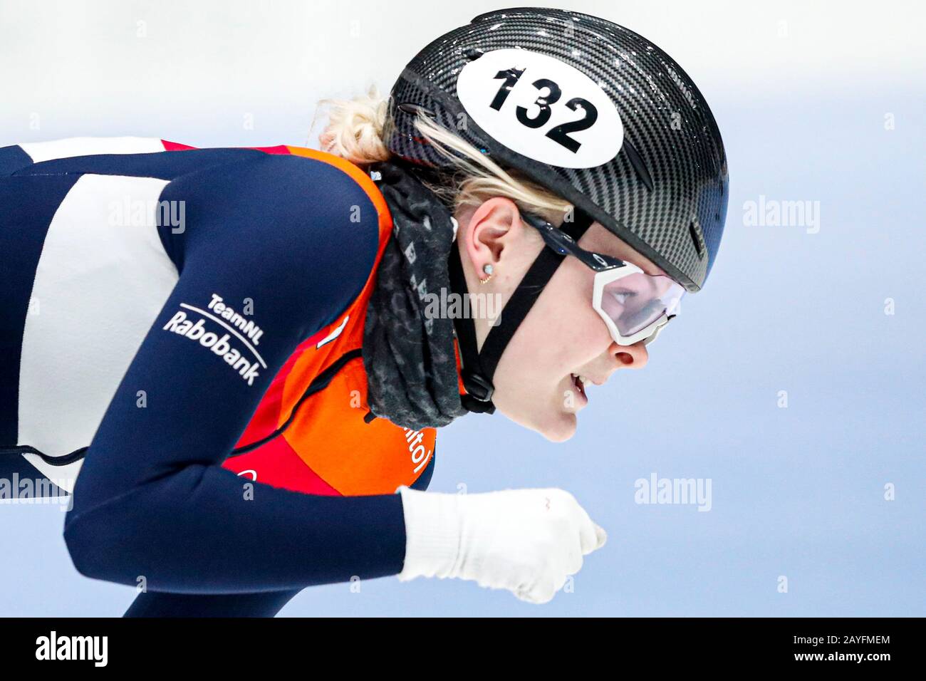 Dordrecht, Paesi Bassi. 15th Feb, 2020. Dordrecht, 15-02-2020, Sportboulevard Dordrecht, short track, Ladies 1500m semi finales, Xandra Velzeboer NED durante la Coppa del mondo ISU Short Track. Credito: Pro Shots/Alamy Live News Foto Stock