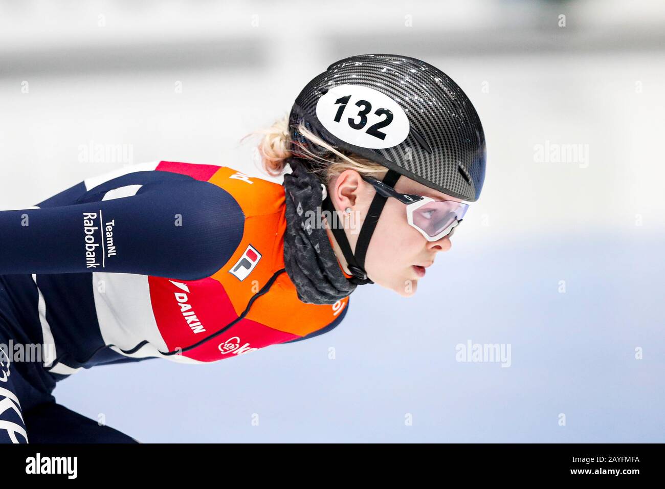 Dordrecht, Paesi Bassi. 15th Feb, 2020. Dordrecht, 15-02-2020, Sportboulevard Dordrecht, short track, Ladies 1500m semi finales, Xandra Velzeboer NED durante la Coppa del mondo ISU Short Track. Credito: Pro Shots/Alamy Live News Foto Stock