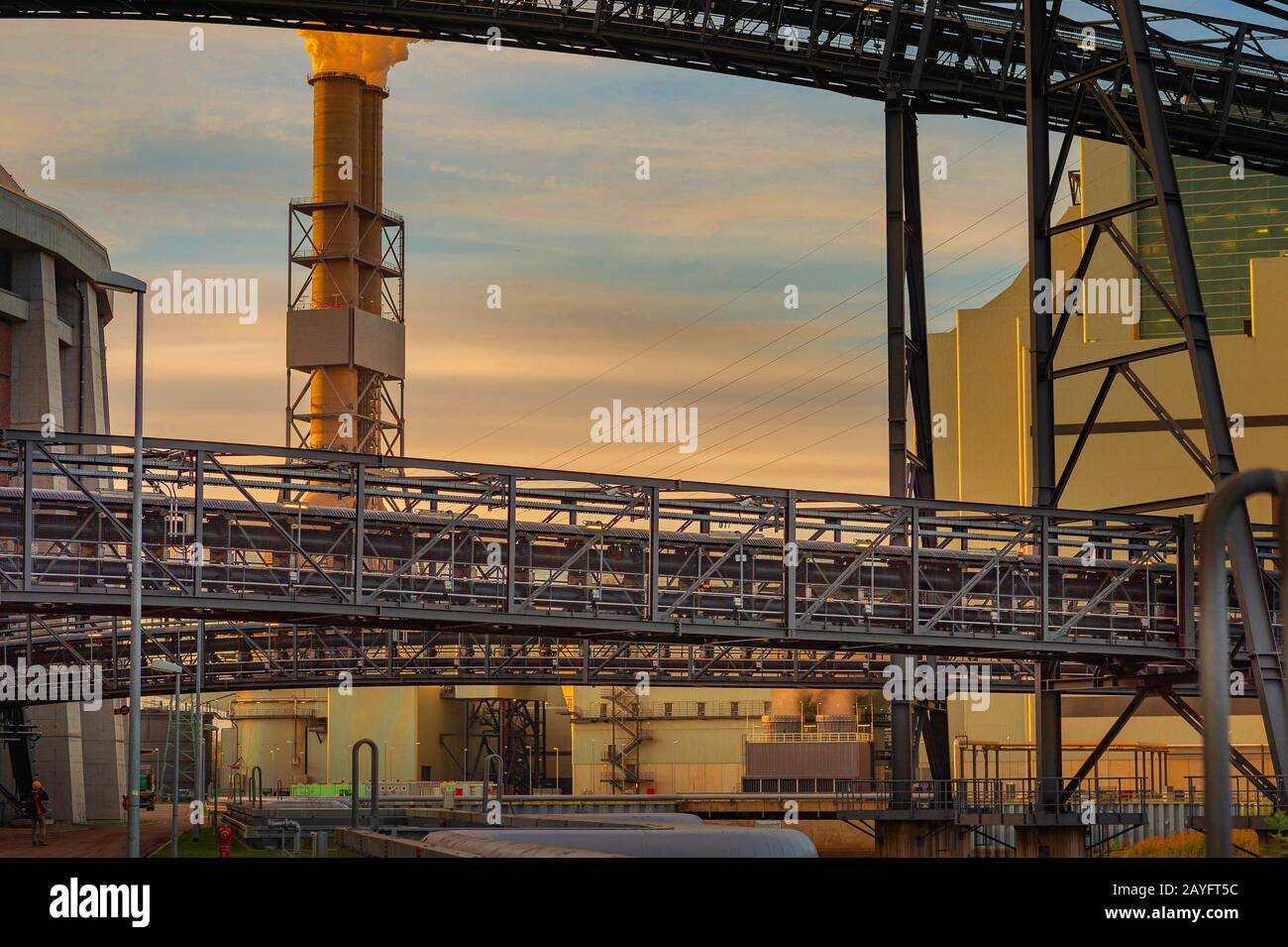 Sistema di trasporto della centrale di Moorburg, Germania, Amburgo, Moorburg Foto Stock