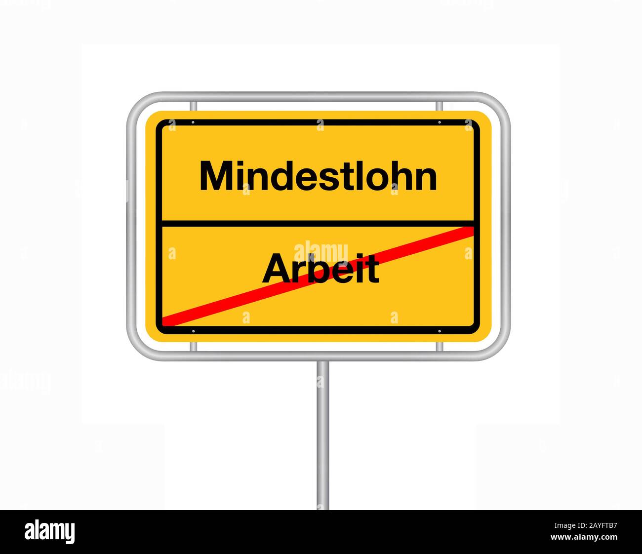 Firma del limite della città Arbeit - Mindestlohn, lavoro - pagamento minimo, Germania Foto Stock