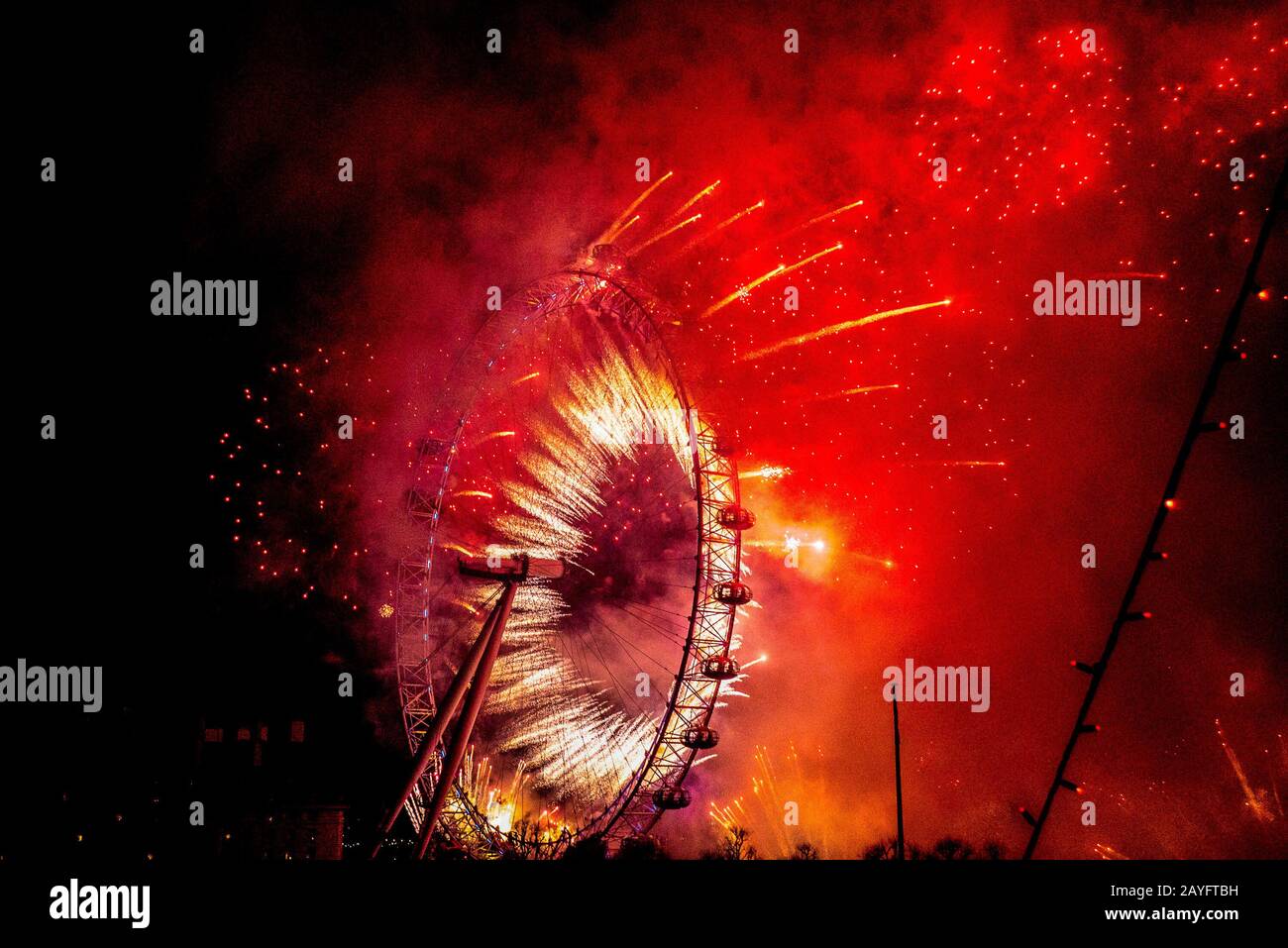 Il London Eye fuochi d'artificio 2017 Foto Stock