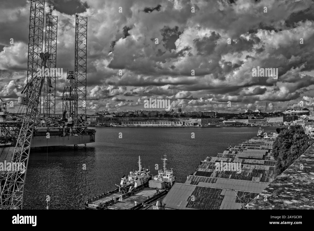Paesaggio delle Tre città di Malta Foto Stock