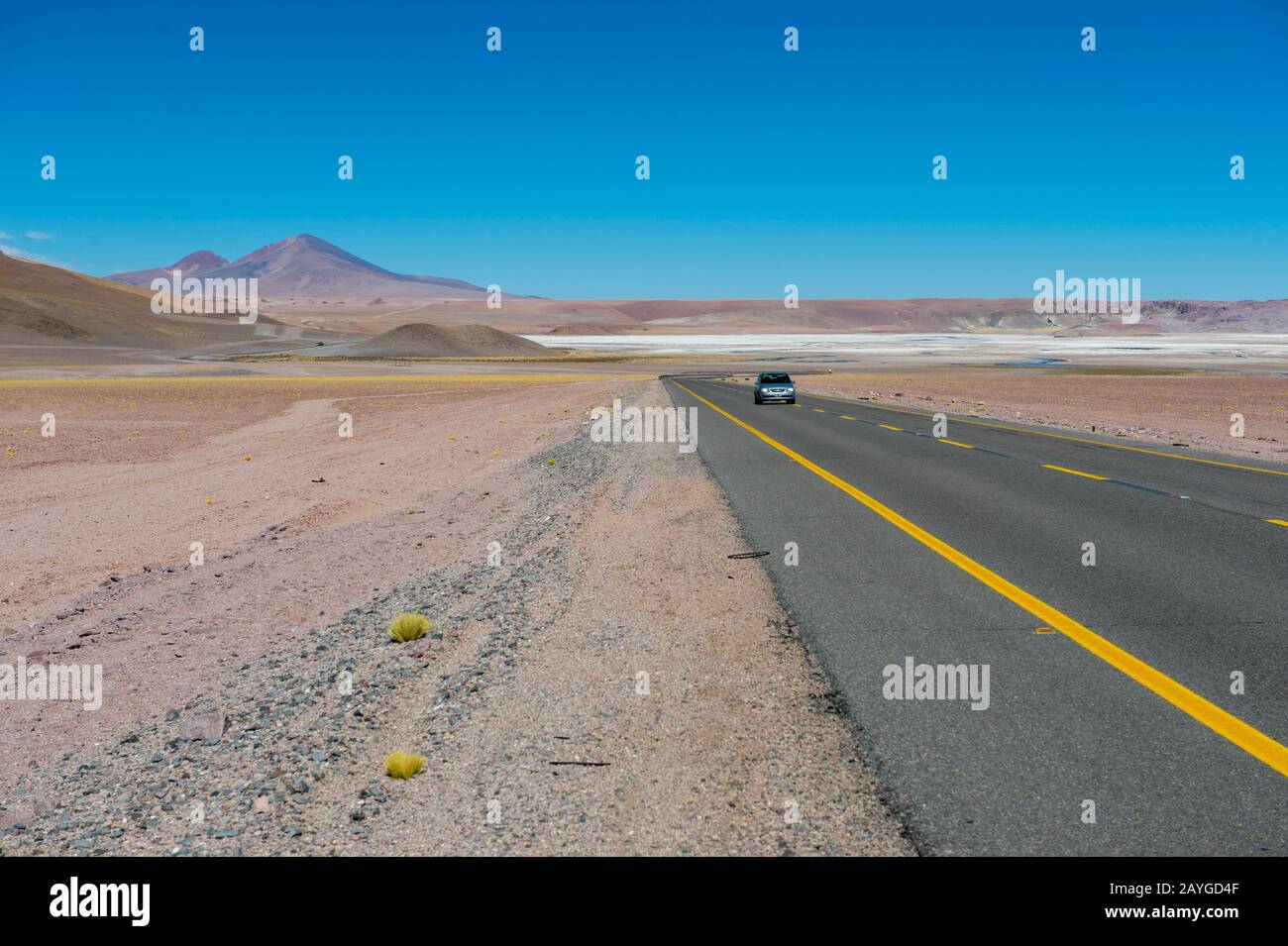 Strada al confine argentino/cileno al Passo Jama nelle Ande. Foto Stock