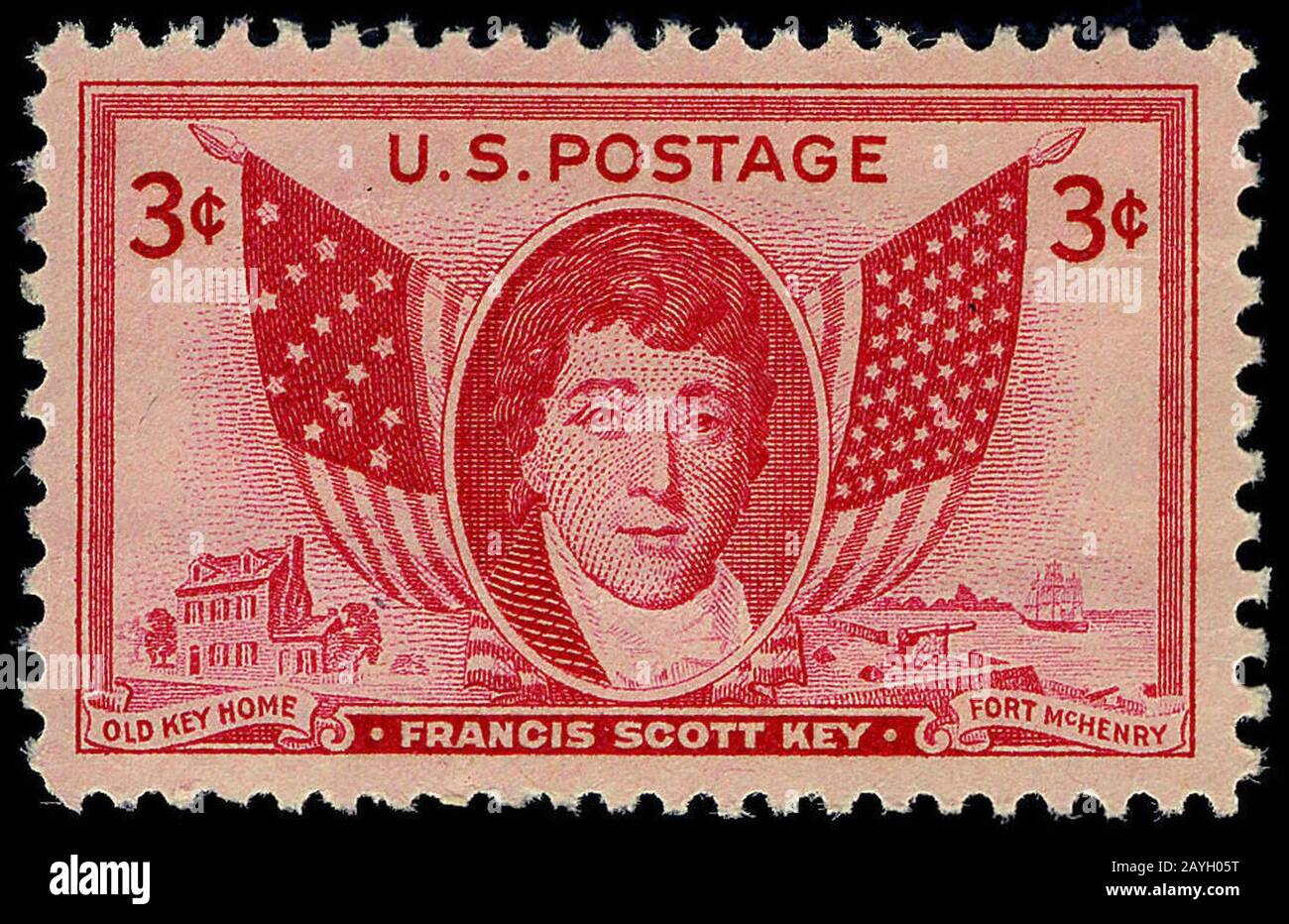 Francis Scott Key 3c 1948 emette il francobollo statunitense. Foto Stock