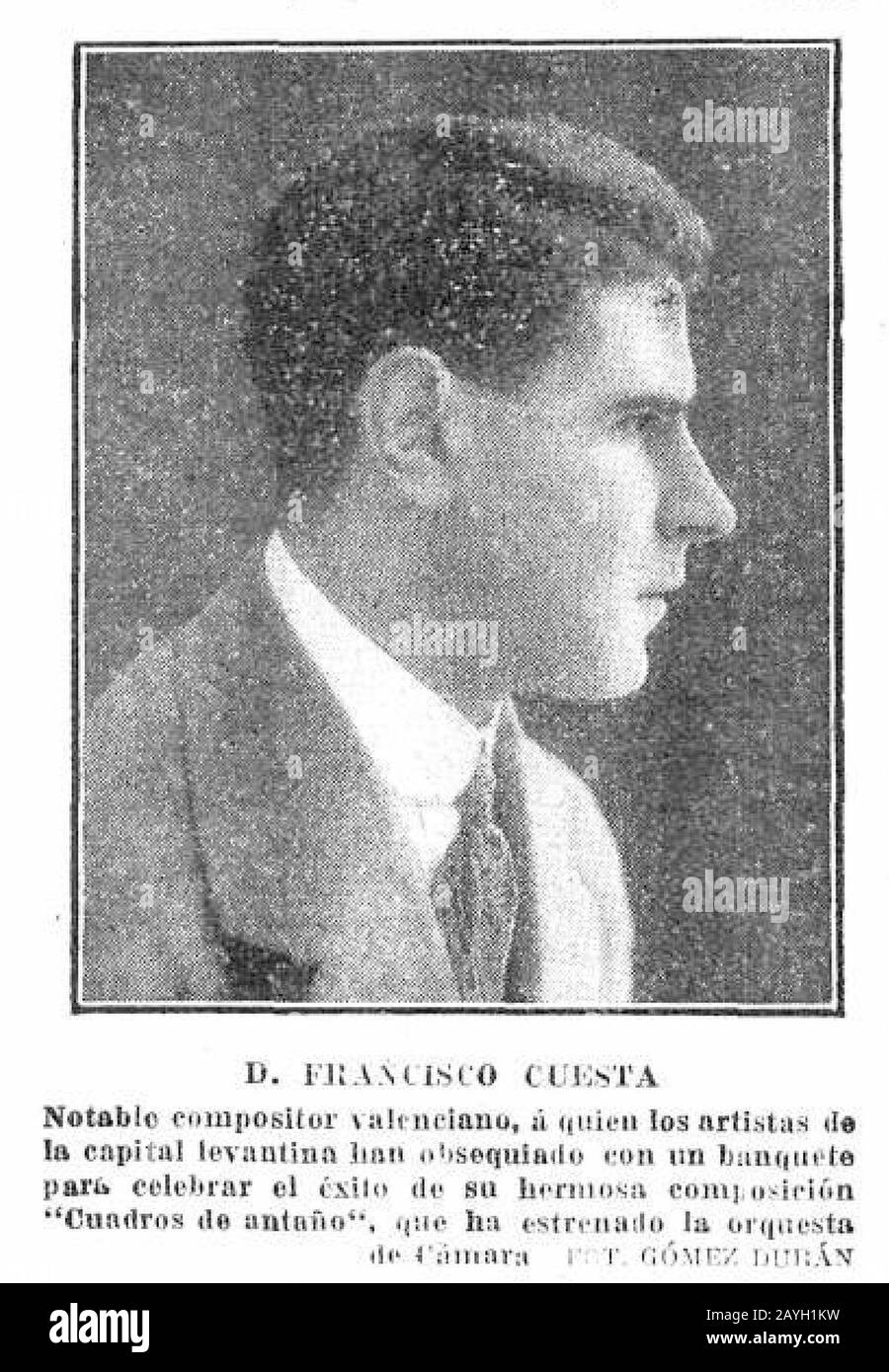 Francisco Cuesta, De Gómez Durán, Mundo Gráfico, 12-04-1916. Foto Stock