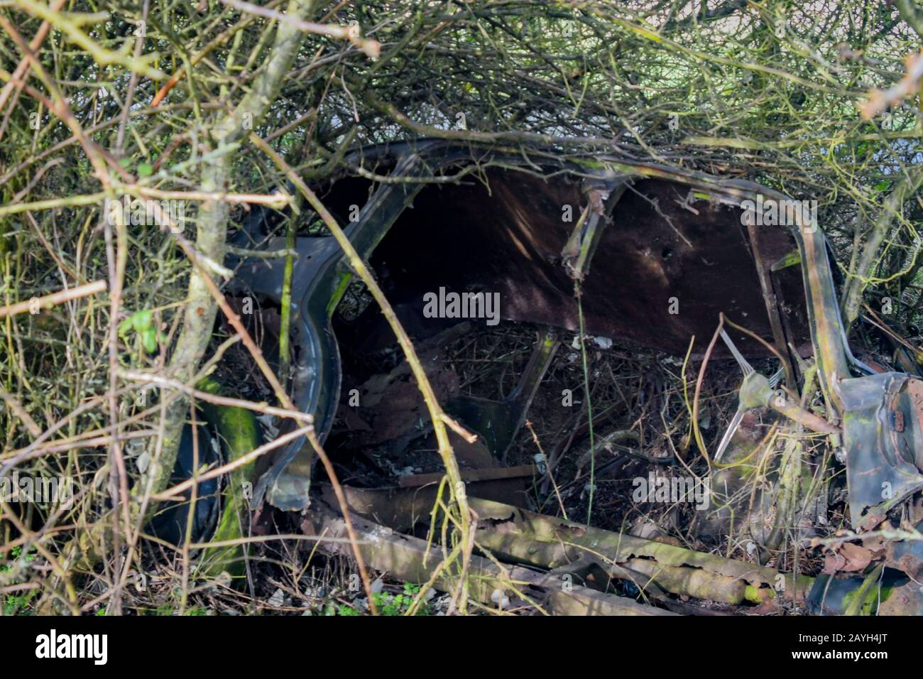 vecchia auto arrugginita abbandonata Foto Stock